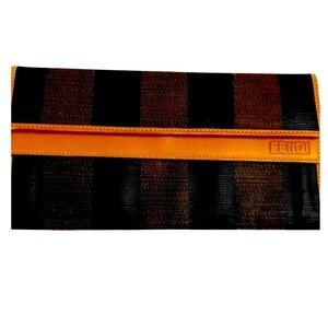 FENDI Black & Carmel Long Wallet, Authentic. EUC